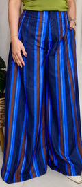 Striped Palazzo Pants - Cobalt