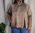 Satin Mock Neck Blouse
