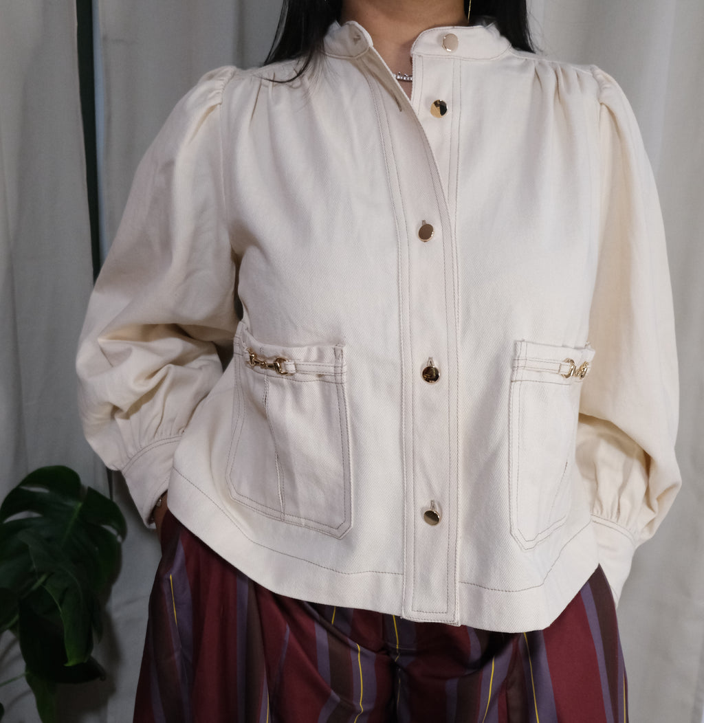Puff Sleeve Denim Jacket