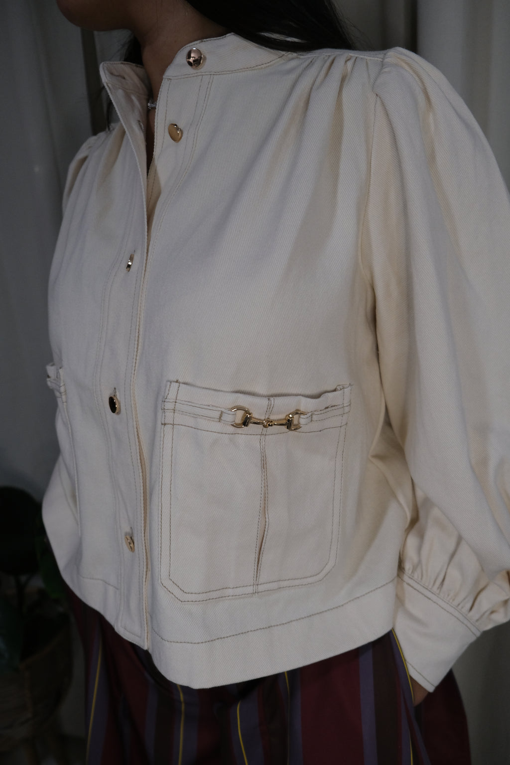 Puff Sleeve Denim Jacket